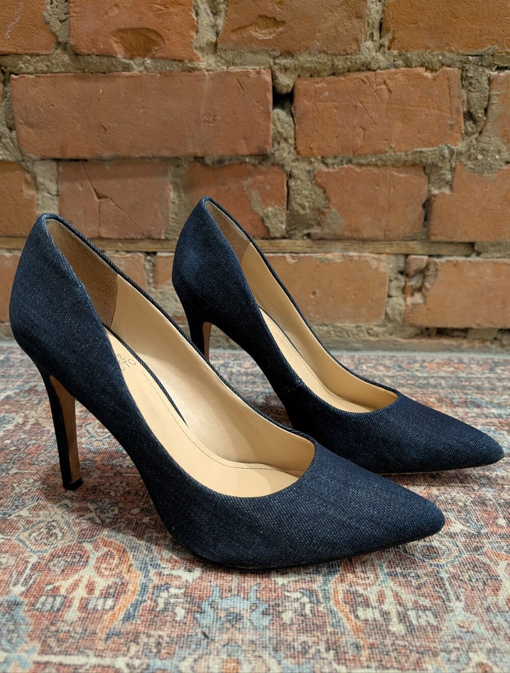 Vince Camuto Pointed Toe Denim Pumps Heels